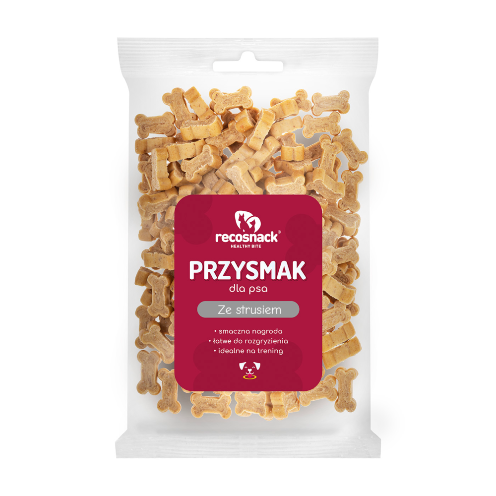 120620266a2c1db798ae2.png Recosnack Przysmaki Strusie dla Psa - obrazek 1