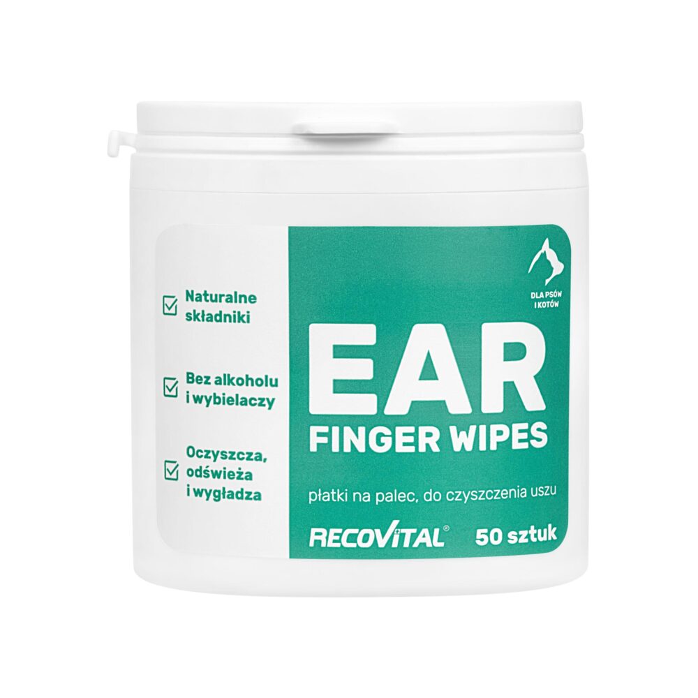 recovital-ear-finger-wipes-platki-do-uszu-50-szt.jpg Chusteczki do Czyszczenia Uszu dla Zwierząt - obrazek 1