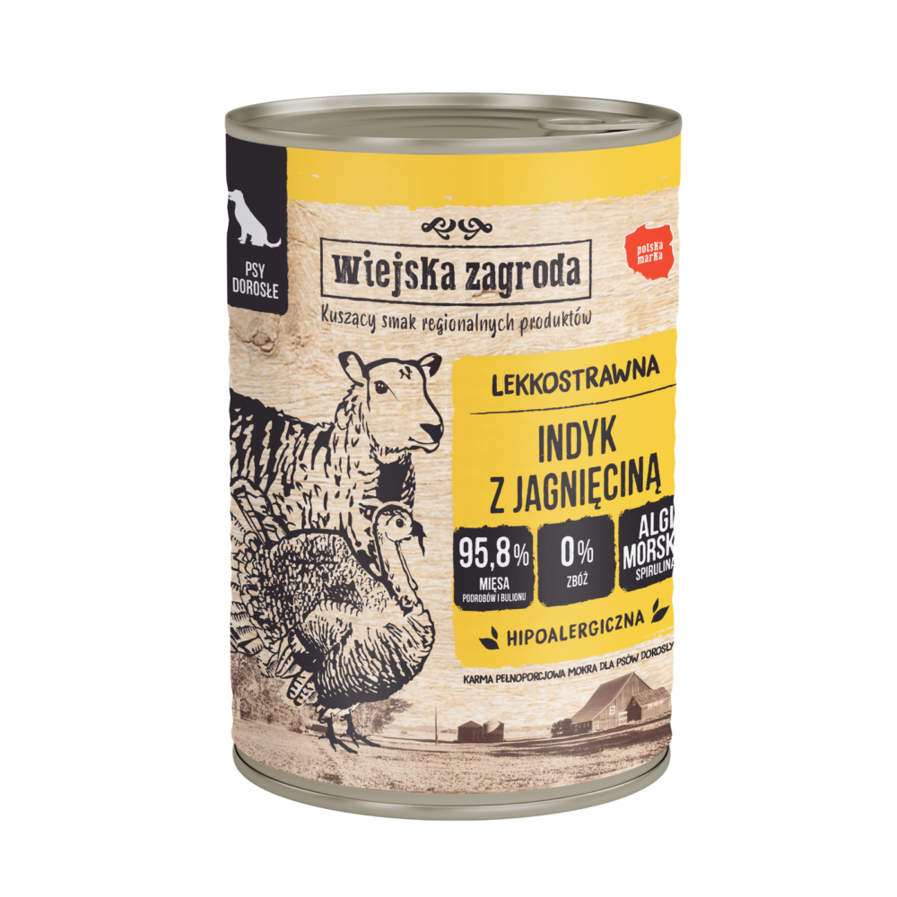 3105_1.png Wiejska Zagroda Indyk Jagnięcina Karma Mokra 400g - obrazek 1